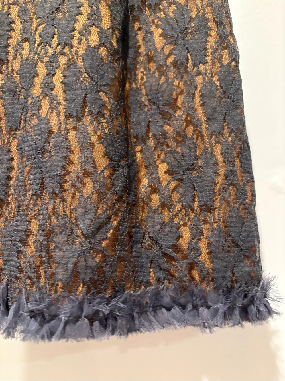 Vintage Twelve by Twelve Couture Gray Lace Overlay Minj Skirt Ruffle Trim 2010s